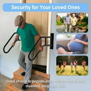 2-Pack WAASOSCON Metal Outdoor Step Handrails, U-Shaped Safety Grab Bar for Elderly & Kids, Easy Install Black Hand Railings for Concrete/Wooden Stairs