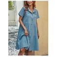 thumbnail image 3 of HLSOHJP Summer Women's Denim Dress Fashion Loose Short Sleeve Thin Jeans Dress Casual Female Clothing S-2XL Drop Shipping, 3 of 6