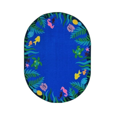 Joy Carpets 1958DD Soothing Seas Rug in Multi - Oval  7.8 in. x 10.9 in.