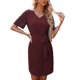 thumbnail image 1 of Vestido cruzado con nudo en la cintura para mujer, vestido informal de verano de manga corta con cuello en V para uso diario, vacaciones en la playa, 1 of 5