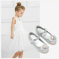 thumbnail image 2 of Stelle Girls Mary Jane Glitter Shoes Wedding Party Flats Dress Pump Shoes for Kids Toddler Flower Girl Low Heel Princess Shoes,Silver, 2 of 7