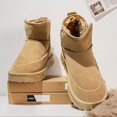 thumbnail image 4 of Men's Slip-On Fleece Lined Short Winter Snow Boots, Adult Male Round Toe Suede Upper Footwear with Thick Platform Outsole for Cold Season Daily Wear, 4 of 7
