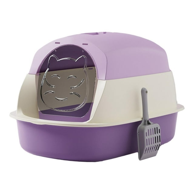DOLITY Bacs à Litière pour Chats avec Couvercle, Entièrement Fermés Violet