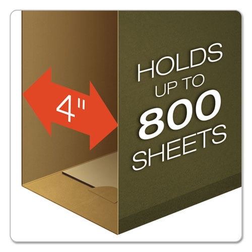 "Extra Capacity Reinforced Hanging File Folders with Box Bottom, 4"" Capacity, Letter Size, 1/5-Cut Tabs, Green, 25/Box | Bundle of 2 Boxes"