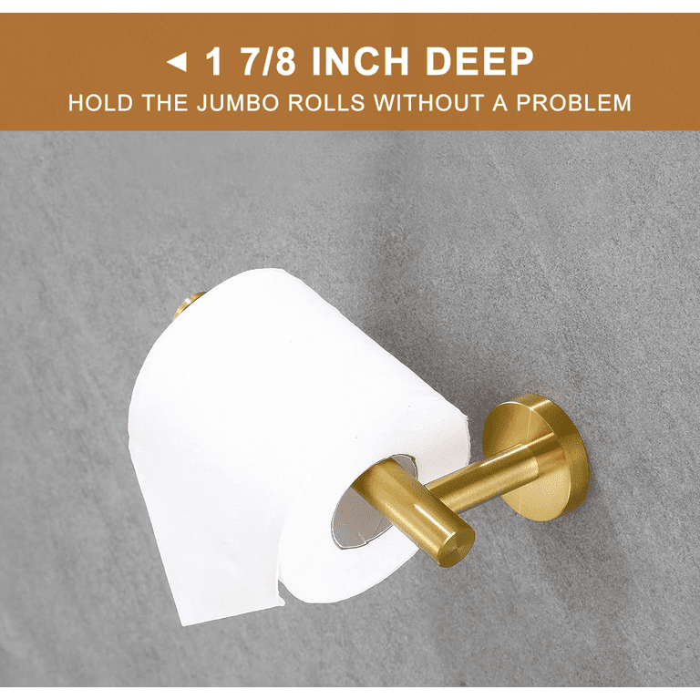 Brushed Gold Stainless Steel Toilet Paper Holder Wall Hook Towel