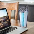 thumbnail image 3 of Vaso de agua fría con forma de cúpula de 560 ml, vaso para bebidas, vaso de agua con láser de diamante de color de plástico de doble capa, 3 of 5