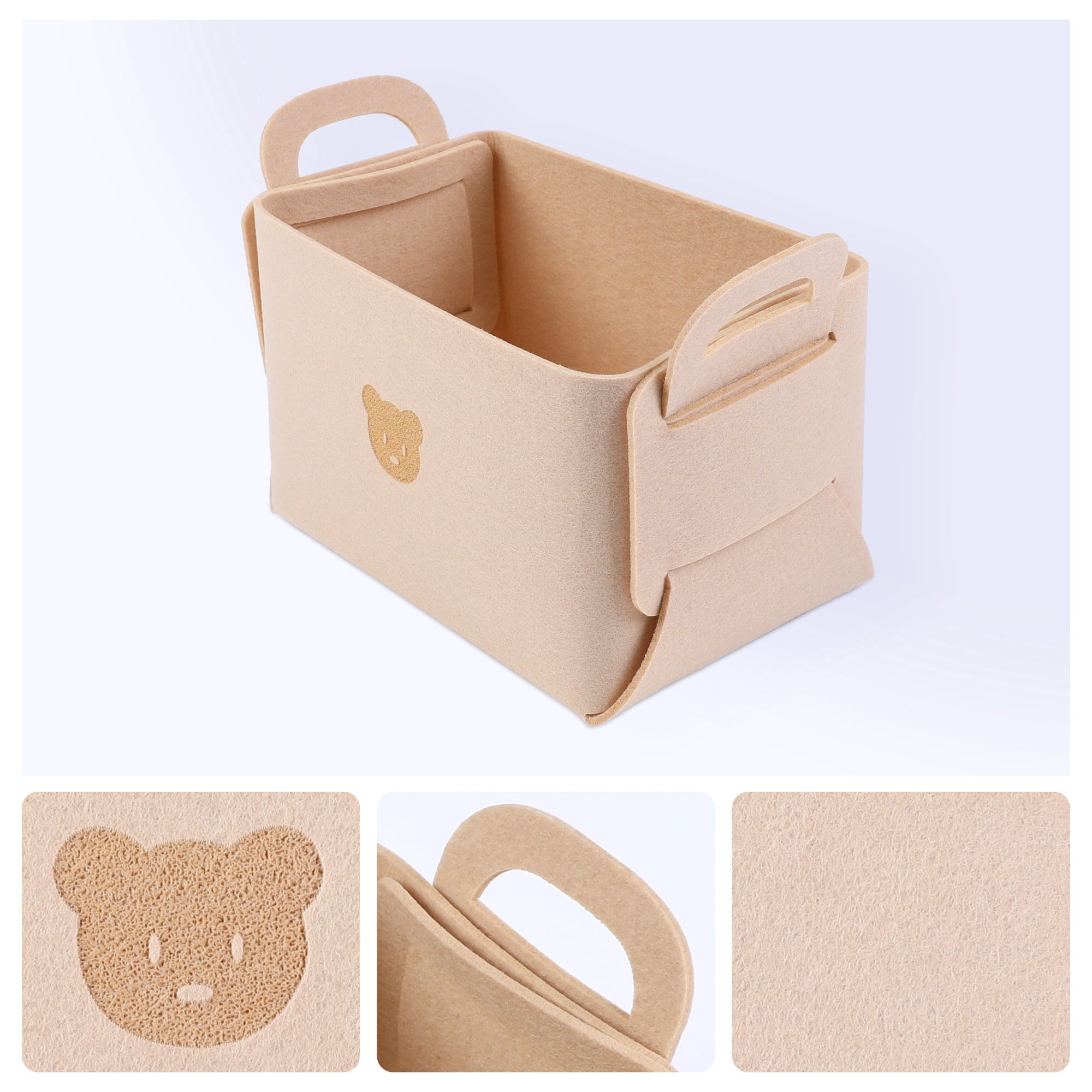 Unique Bargains Set of 3 Collapsible Storage Bins Beige 7.1*5.1*4.3in