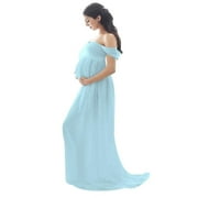 Women's Off Shoulder Long Sleeve Maternity Dress For Photography Maternity Gown For Photoshoot_ Ruikalucky