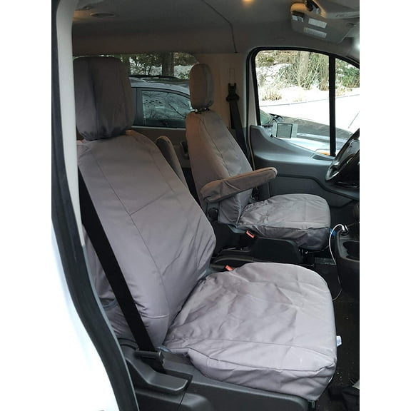 F502 2014-2021 Transit Cab and Chassis Front Bucket Seats with Inside armrests, adjustable headrest. in Gray Endura