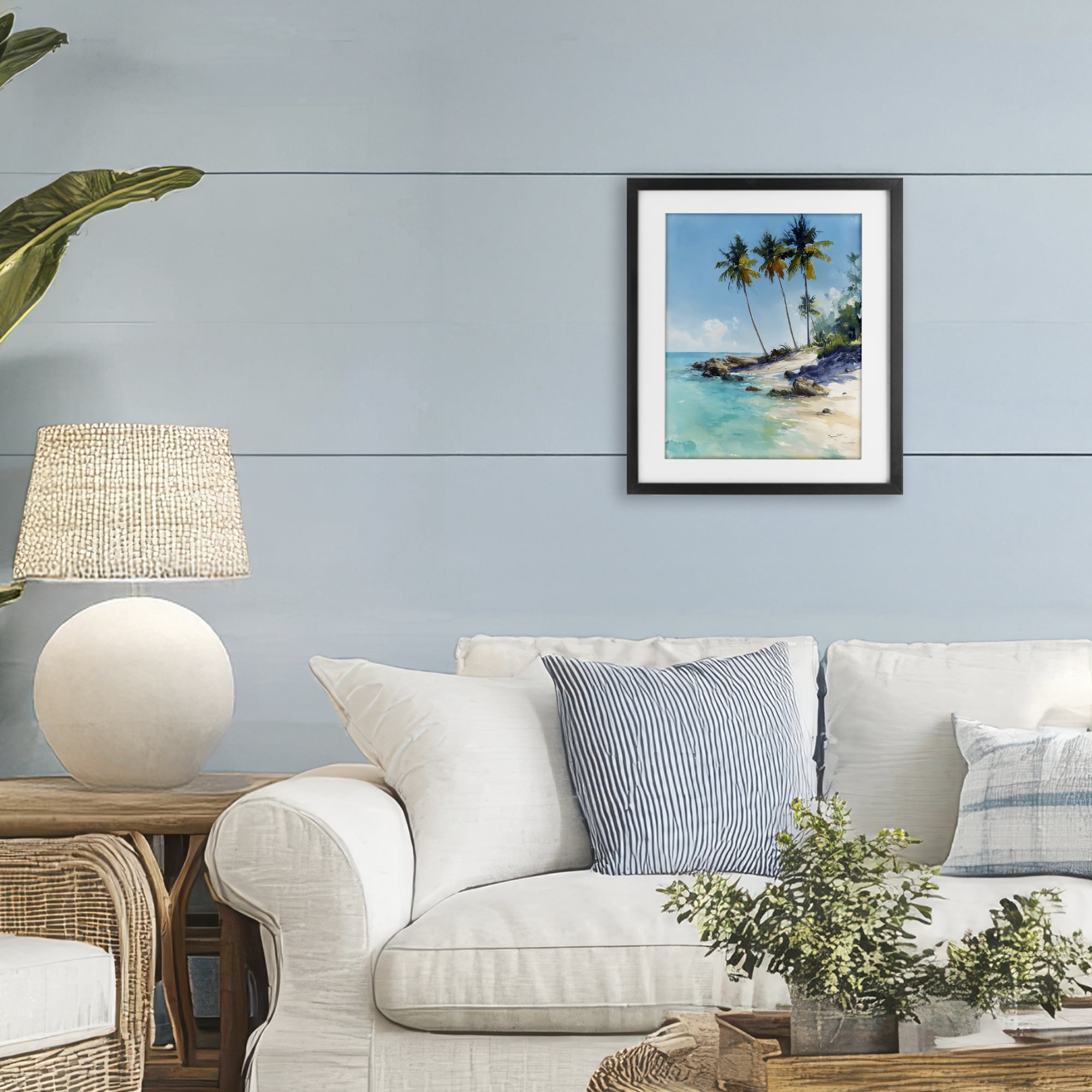Stupell Industries Rocky Tropical Shore Black Framed Print Under Glass, design by Franklyn Gregory