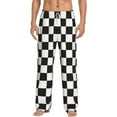 thumbnail image 2 of Picia Black and White Checkerboard Mens Soft Woven Cotton Elastic Waistband Sleep Pajama Pant Lounge Sleep Pant With Pockets And Drawstring-Small, 2 of 9