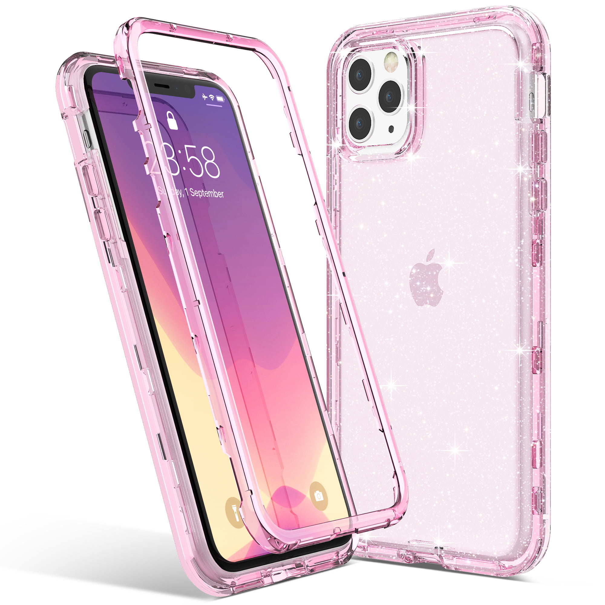 Iphone 11 Pro Max Case Ulak Slim Clear Glitter Heavy Duty Shockproof Rugged Protection Transparent Soft Tpu Protective Bling Phone Cover For Apple Iphone Pro Max 6 5 Inch 19 Pink Clear Glitter