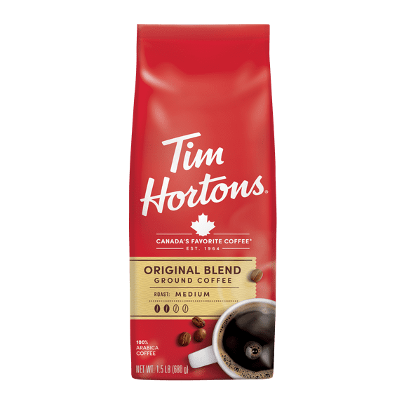 Tim Hortons 100% Arabica Original Blend Medium Roast Ground Coffee, 24 Oz, Bag