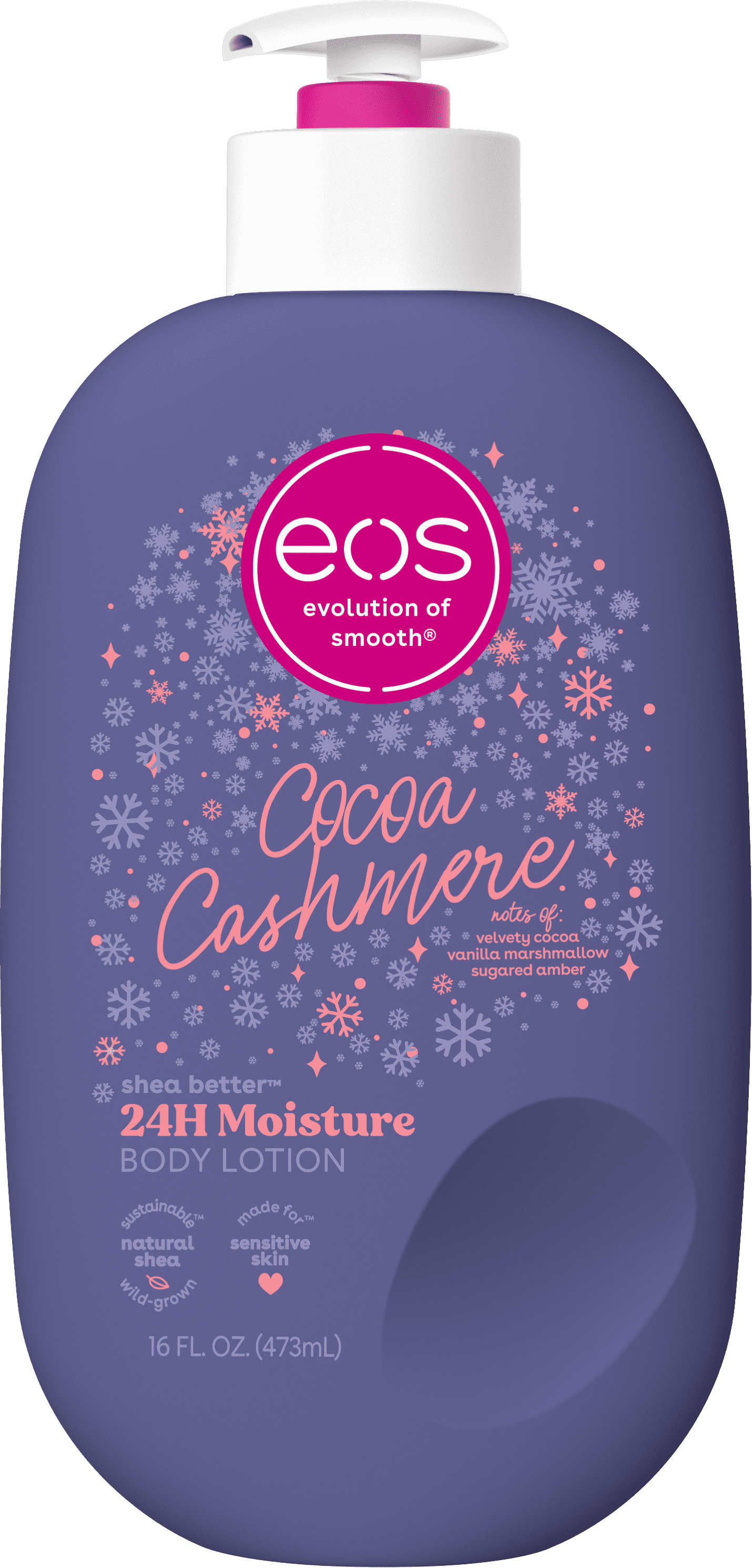 eos Shea Better 24H Moisture Body Lotion, Cocoa Cashmere + Peppermint Cashmere + Caramel Cashmere, 16oz