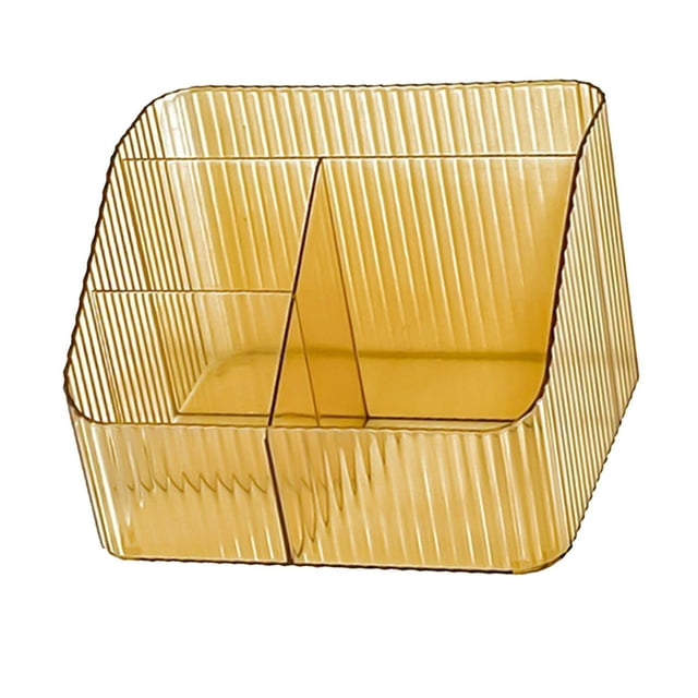 4 Grids Trapezoidal Desktop Storage Box, Makeup Organizer, PP Plastic Clear Case for Cosmetics, Remote Controls, Skincare Products, Stationery with Multiple Usages