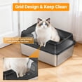 thumbnail image 3 of Memoryfield XXL Stainless Steel Cat Litter Box with Lid, High Sides, Odor-Resistant, Scoop Holder, Black, 3 of 8