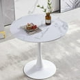thumbnail image 2 of Velets Table à Manger/table Basse Tulipe Mi-Siècle Moderne avec Dessus Rond et Base Piédestal, Table Fonctionnelle pour Salle à Manger et Salon - Parfaite pour les Coins-Déjeuners et les Cuisines (Blanc - Dessus en Marbre, 36 Pouces), 2 of 3