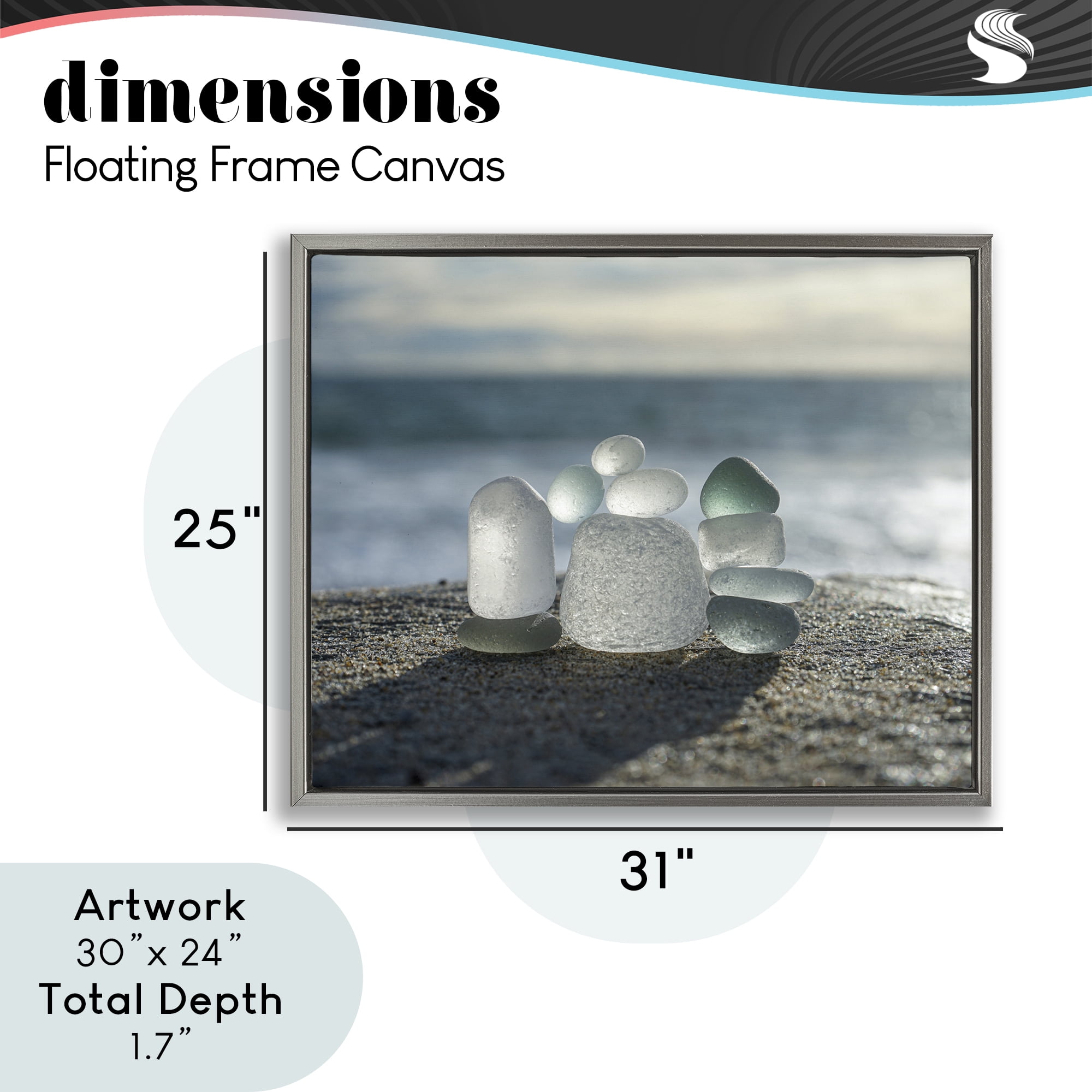Stupell Industries Balancing Sea Glass Pebbles Gray Framed Floater Canvas Wall Art, design by LMarie Allen