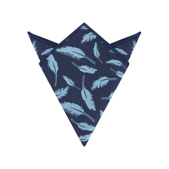 INSPIRE CHIC Men's Feather Pocket Square Soft Solid Handkerchief with Embroidered Edge Navy Blue One Size