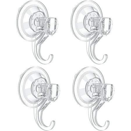 

Suction Cup Hooks Small Clear Heavy Duty Vacuum Suction Cups with Hooks Removable Window Glass Door Suction Hangers Reusable Suction Cup Holders for Kitchen Bathroom Shower Wreath - 4 Pcs