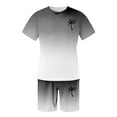 thumbnail image 4 of Mens Beach Vacation Outfit Set Coconut Tree Print Gradient Color T Shirt and Shorts 2 Piece Matching Set Short Sets for Men, 4 of 6