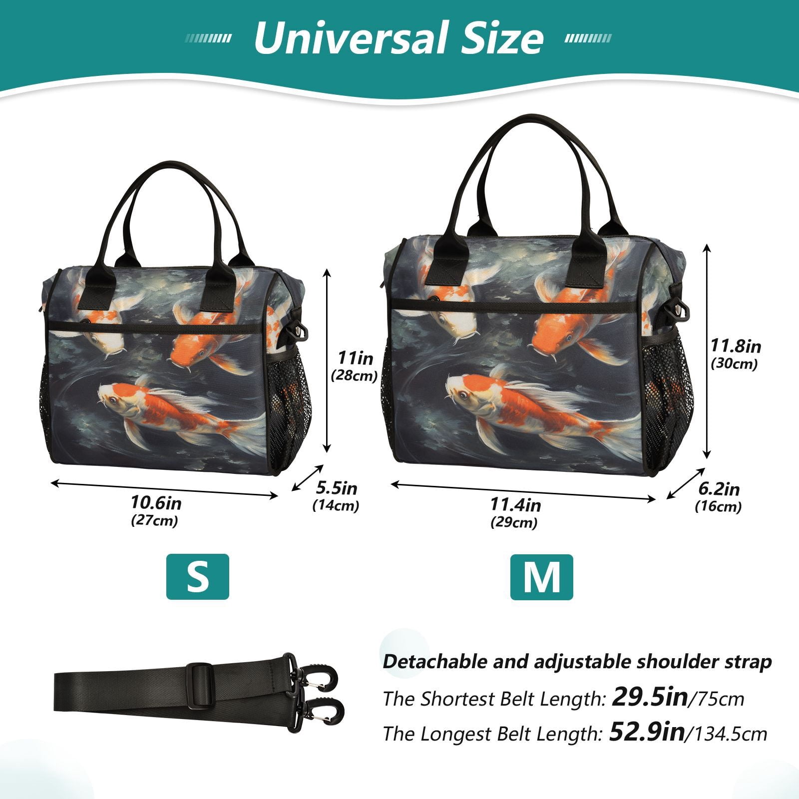 Three Fish Cooler Bag Lunch Bag Soft Cooler Cooling Tote Insulated Lunch Box for Adult Men Women