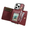 thumbnail image 7 of ELEHOLD Wallet Case for iPhone 16 Pro, PU Leather Flip Case with Crossbody & Wrist Strap,Full Protection Case with Card Slots & Kickstand,Winered, 7 of 7
