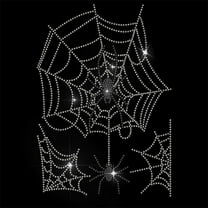 1 Sheet Cobweb Spider Rhinestone Iron on Hotfix Transfer Decal White Spider Web Iron On Rhinestone Crystal Rhinestone Backing Hot Bling Patch Applique for T-Shirt Jacket Bags Jeans Craft