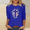 thumbnail image 2 of Blouses pour Femmes T-Shirt Imprimé Manches 3/4 Blouse Col Rond Décontracté, Blouses pour Femmes T-Shirts pour Femmes, Blouses pour Femmes Décontractées, 2 of 3