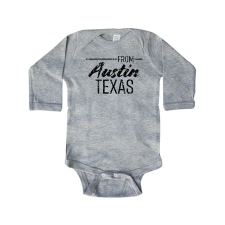 

Inktastic From Austin Texas in Black Distressed Text Gift Baby Boy or Baby Girl Long Sleeve Bodysuit