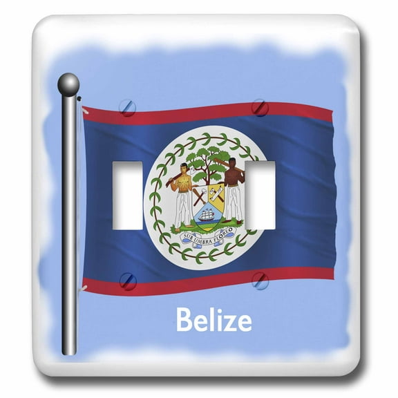 3dRose, The flag for the country of Belize waving on a blue background, double toggle switch