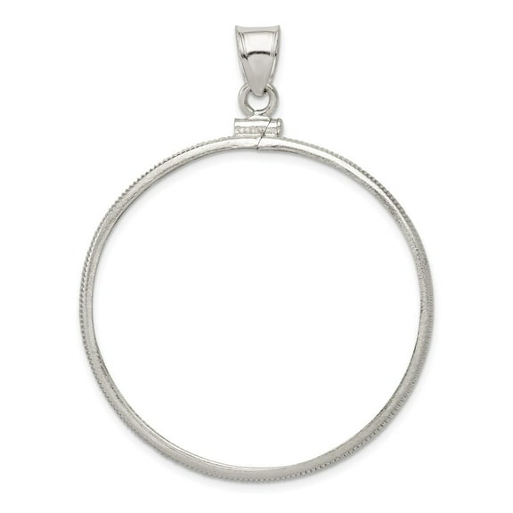 FB Jewels Sterling Silver 39.4 x 3.1mm 1 oz. Plain Coin Bezel Pendant