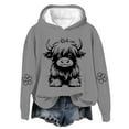 thumbnail image 2 of Uootdi Hoodies for Women Cute Highland Cow Printed Funny Graphic Long Sleeve Sweatshirt Plus Size Cowgirl Y2K Clothes, 2 of 3
