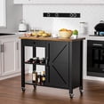 thumbnail image 6 of Coffee Bar, Farmhouse Coffee Bar Cart on Wheels with Storage Cabinet and Adjustable Shelves, Wood Corner Coffee Bar Station for Kitchen Dining Room, Living Room, Black, 6 of 6