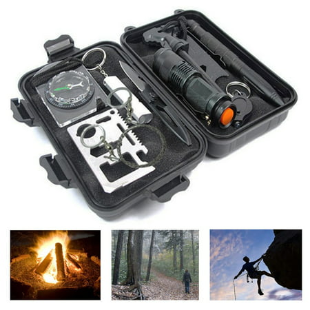10 in 1 Emergency Survival Kit Outdoor Gear Tool SOS Box Tactical Hiking