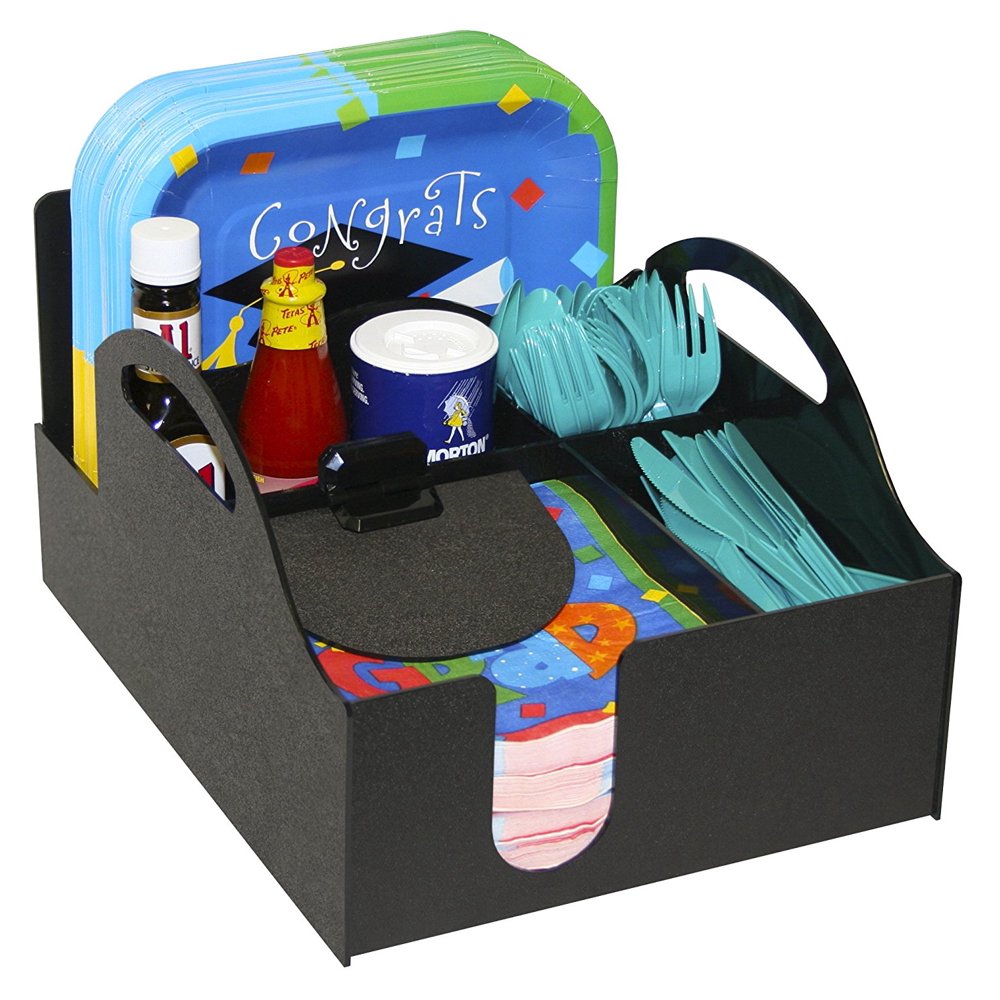 Paper Plate, Napkin, Forks, Spoon and Condiment Organizer for Picnics