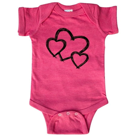 

Inktastic Three Black Hearts Gift Baby Boy or Baby Girl Bodysuit