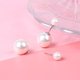 thumbnail image 3 of Pendientes de tuerca de doble perla para mujer, pendientes de perlas blancas planas, regalo de cumpleaños y Navidad para mujer, 3 of 5