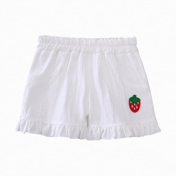 Gubotare Girls Shorts Pajamas Toddler Girl's Shorts Elastic Waist Straight Leg Loose Casual Shorts 4T 5T (White,4-5 Years)