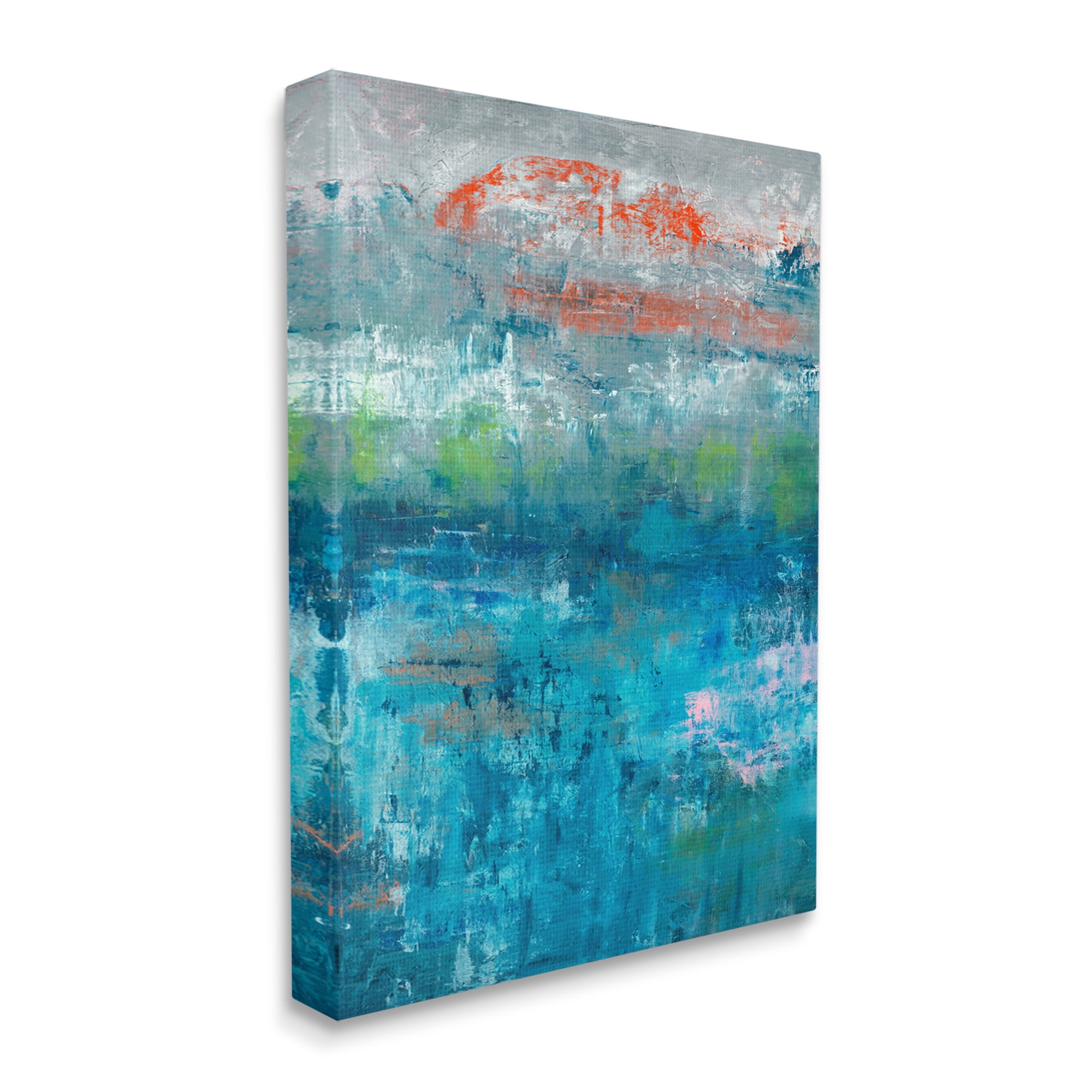 Stupell Industries Detailed Paint Stroke Overlays Deep Blue Red Accent Painting Gallery Wrapped Canvas Print Wall Art, Design by Jeff Iorillo