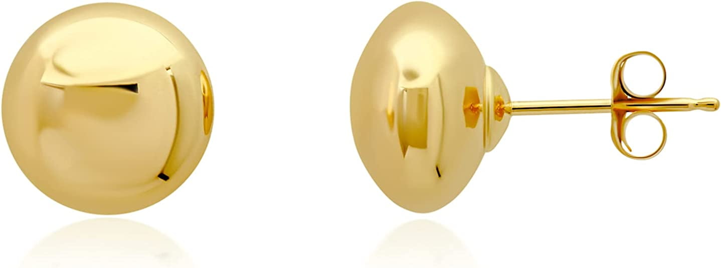 Yellow Large Gold Ball Earrings for Women 14k Real Gold 14k Gold Stud