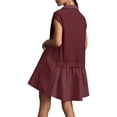 thumbnail image 3 of Summer Short Sleeve Womens Sweatshirt Dresses V Casual Oversized Patchwork Mini Dress, 3 of 6