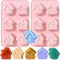 thumbnail image 1 of SIQINZONGWA (2 unidades) moldes de jabón navideños, moldes de silicona navideños para hacer jabón, hacer velas, hornear pasteles, calcetines de árbol de Navidad, copo de nieve, caja de regalo de Papá, 1 of 4