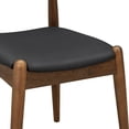thumbnail image 4 of Set of 2, Rubberwood Dining Chairs with Faux Leather, Ergonomic Backrest & Faux Leather Upholstery, Walnut+Black, 4 of 11