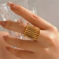 thumbnail image 3 of PAURO Wide Band Rings for Women Open Adjustable Silver Gold Plated Stainless Steel Simple Personalized Statement Line Geometric Irregular Jewelry Gold, 3 of 6
