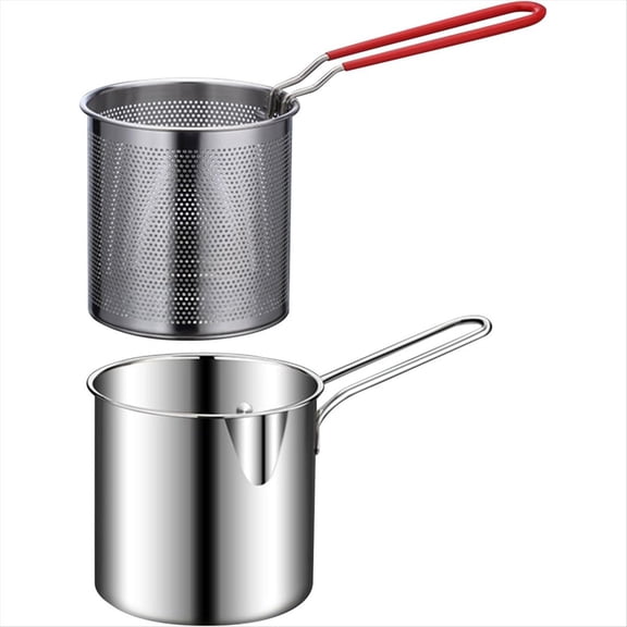 Frying Pot Deep Fryer with Basket Stainless Steel for Fish Shrimp Chicken and Fries