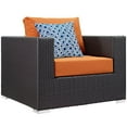 thumbnail image 2 of Lounge Armchair Ottoman Set, Orange, Rattan, Wicker, Outdoor Patio Balcony Cafe Bistro Garden Hospitality Restaurant, Modern Contemporary HB32997, 2 of 5