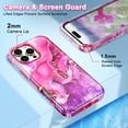thumbnail image 5 of CASEFIV for iPhone 16 Pro Case,Marble Pattern 3 in 1 Heavy Duty Shockproof Rugged Hard PC+Soft Silicone Drop Protective Girls Women Cover,Rose Red, 5 of 6