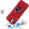thumbnail image 3 of For iPhone 17E / 16E / SE4 Multi-Functional 2X Card Slot Shockproof Metal Ring Hybrid Case - Red, 3 of 4