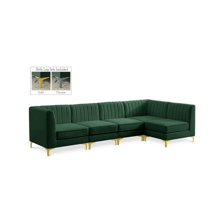 Meridian Furniture Alina Green Velvet Modular Sectional